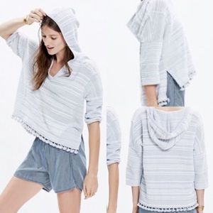 Madewell warm weather fringe knit hoodie xs s